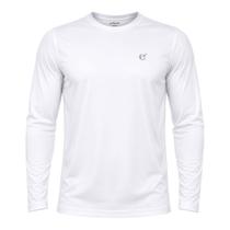 Camiseta UV Masculina Manga Longa FPU 50+ Proteção Solar Dry Fit evebeach* Branca Camiseta UV Masculina Manga Longa FPU 50+ Proteção Solar Dry Fit evebeach* Branca
