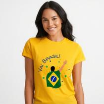 Camiseta Vai Brasil Casual Estampa Moderna Algodão Unissex Camisa 100% Algodão Manga Curta Leve