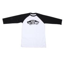 Camiseta Vans Manga Longa Juvenil Raglan - Branco/preto