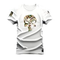 Camiseta Varias Cores Estampada Confortável Caveira Militare