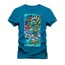 Camiseta Varias Cores Estampada Confortável Dragon Blue