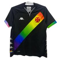 Camiseta Vasco LGBTQIAPN+ 2023 Kappa Feminina - Preto/Arco-íris