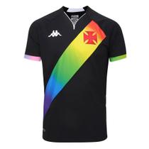 Camiseta Vasco Oficial LGBTQIAPN+ 2023 Kappa Masculina - Preto/Arco-íris