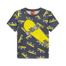 Camiseta Verão Infantil Menino Kyly Chumbo Estampa Skate Confortável e Leve Casual