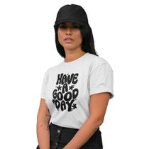 Camiseta Verão Manga Curta Feminina Estampa Have a Good Algodao Macia Confortavel Tecido Respiravel Tamanho:PCor:Branco Camiseta Verão Manga Curta Feminina Estampa Have a Good Algodao Macia Confortavel Tecido Respiravel Tamanho:PCor:Branco