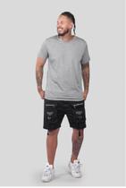 Camiseta Versátil Masculina PV Manga Curta Mescla Grafite Camiseta Versátil Masculina PV Manga Curta Mescla Grafite