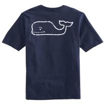 Camiseta vineyard Vines, manga curta, vintage, azul baleia, para meninos