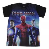 Camiseta Vingadores Homem Aranha Capitão América Blusa Infantil Super Heróis Lu121 BM