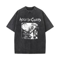 Camiseta Vintage Masculina Alice in Chains, Estilo Rock, Y2K, Manga Curta, Gola Redonda