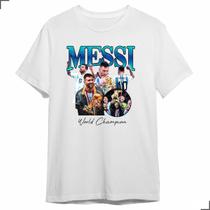 Camiseta Vintage Messi Argentina Jogador Lionel Campeão Bola