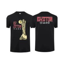 Camiseta Vintage Oversized Com Estampa Da Banda De Rock Led Zeppelin Para Homens, Casual Dupla Face,