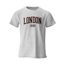 Camiseta Vintage Oversized London 1987 Para Homens, 100% Algodão, Estampa Esportiva Para Homens E