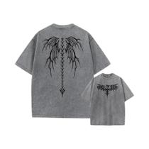 Camiseta Vintage Oversized Para Homens, T-Shirt De Algodão Pesado Com Lavagem Ácida, Moda De Rua