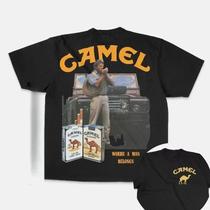 Camiseta Vintage Retro Car Camel Cigarettes De Algodão, Manga Curta, Casual, Streetwear Para Homens