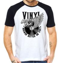 Camiseta vinyl never dies camisa música disco de vinil