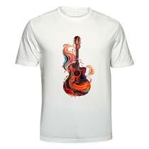 Camiseta Violão Abstrato Ref 6571 Tamanho:MCor:Branca Camiseta Violão Abstrato Ref 6571 Tamanho:MCor:Branca