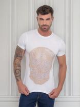 Camiseta Viscolycra Masculina Caveira Com strass