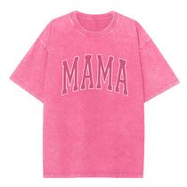 Camiseta Vivimeng Mama de algodão lavado de tamanho grande para mulheres Camiseta Vivimeng Mama de algodão lavado de tamanho grande para mulheres