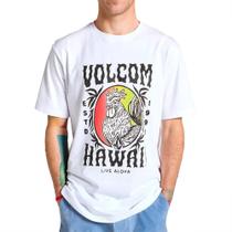 Camiseta Volcom Aloha Rooster SM25 Masculina Branco Camiseta Volcom Aloha Rooster SM25 Masculina Branco
