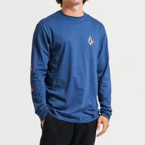 Camiseta Volcom Silk ML Iconic Azul Escuro