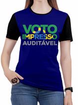 Camiseta Voto Impresso Auditavel Feminina Brasil blusa Azul - Alemark