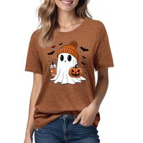 Camiseta VUTAQE Halloween Pumpkin Ghost Print para mulheres