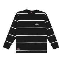 Camiseta wats manga longa listrada tag - preto