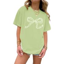 Camiseta Weripoah Bow Graphic para meninas, casual de verão, com abacate