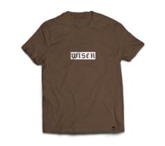 Camiseta Wiser Masculina 100% Algodão Marrom e Branco