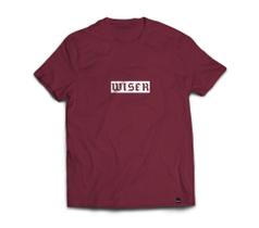 Camiseta Wiser Masculina 100% Algodão Vinho - Branco