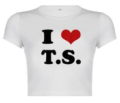 Camiseta Woxlica I Heart TS y2k Baby Tees branca S