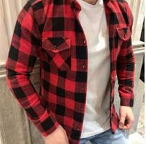 Camiseta Xadrez Flanelada Manga Comprida Com Bolsos PREMIUM