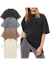 Camiseta Yimoon Oversize Acid Wash Boyfriend de algodão feminina XXL