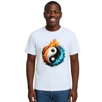 Camiseta Yin Yang Taijitu Agua e Fogo Estampa Personalizada