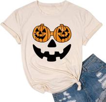 Camiseta Ymoshoe Halloween Pumpkin Feminina Funny Jack-O-Lantern Camiseta Ymoshoe Halloween Pumpkin Feminina Funny Jack-O-Lantern