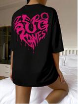 Camiseta Zero Bug Games Estampa Grafica Bordado Frente Costas Color Pink Jogos Coração T-shirt Manga Curta Larga Ombro C