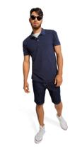 Camiseta Zinco Polo Regular Gola Em Y Básica Azul