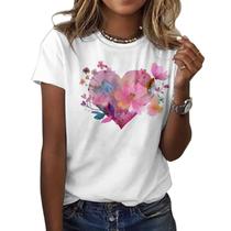 Camiseta ZOCANIA Graphic Tees para mulheres com estampa floral de algodão Camiseta ZOCANIA Graphic Tees para mulheres com estampa floral de algodão