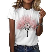 Camiseta ZOCANIA Graphic Tees para mulheres com estampa floral de algodão Camiseta ZOCANIA Graphic Tees para mulheres com estampa floral de algodão