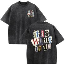 Camiseta Zoemghc Boys Graphic Vintage It is What It is Black Camiseta Zoemghc Boys Graphic Vintage It is What It is Black