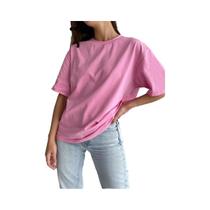 Camisetas Básicas Oversized Femininas Em 21 Cores 100% Algodão Branco Preto Rosa Tops Casuais