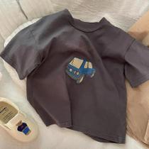 Camisetas Casuais De Manga Curta Com Estampa Em Cores Sólidas Para Meninos, Roupas Infantis, Tops
