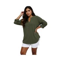 Camisetas Casuais De Manga Longa Com Decote Em V Para Mulheres plus Size, Tops De Moda Em Poliéster Camisetas Casuais De Manga Longa Com Decote Em V Para Mulheres plus Size, Tops De Moda Em Poliéster