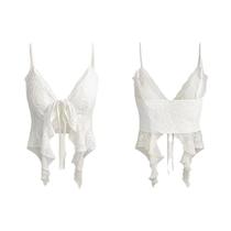 Camisetas Crop Sexy De Verão Y2K Para Mulheres, Corset Com Renda E Sem Mangas