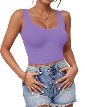 Camisetas curtas AURUZA com decote em U, sem mangas, roxas, GG, femininas Camisetas curtas AURUZA com decote em U, sem mangas, roxas, GG, femininas