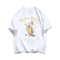Camisetas De Algodão Com Estampa De Pato Retro Para Homens, Soltas, Respiráveis, De Manga Curta, Top