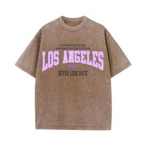 Camisetas De Algodão Desgastadas Femininas Com Estampa Los Angeles 1996, Camisetas Soltas De Manga Camisetas De Algodão Desgastadas Femininas Com Estampa Los Angeles 1996, Camisetas Soltas De Manga