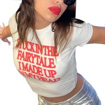 Camisetas de bebê Crop Top Uwongmong Y2K E-Girls com estampa gráfica feminina