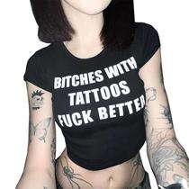 Camisetas de bebê Crop Top Uwongmong Y2K E-Girls com estampa gráfica feminina