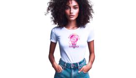 Camisetas de Poliester Branco Personalizada Outubro Rosa